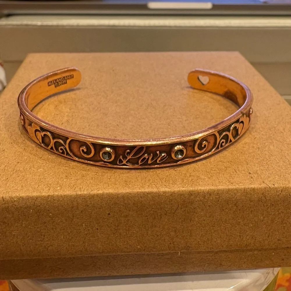 Alex and Ani Copper Swarovski Crystal Love Cuff Bracelet
